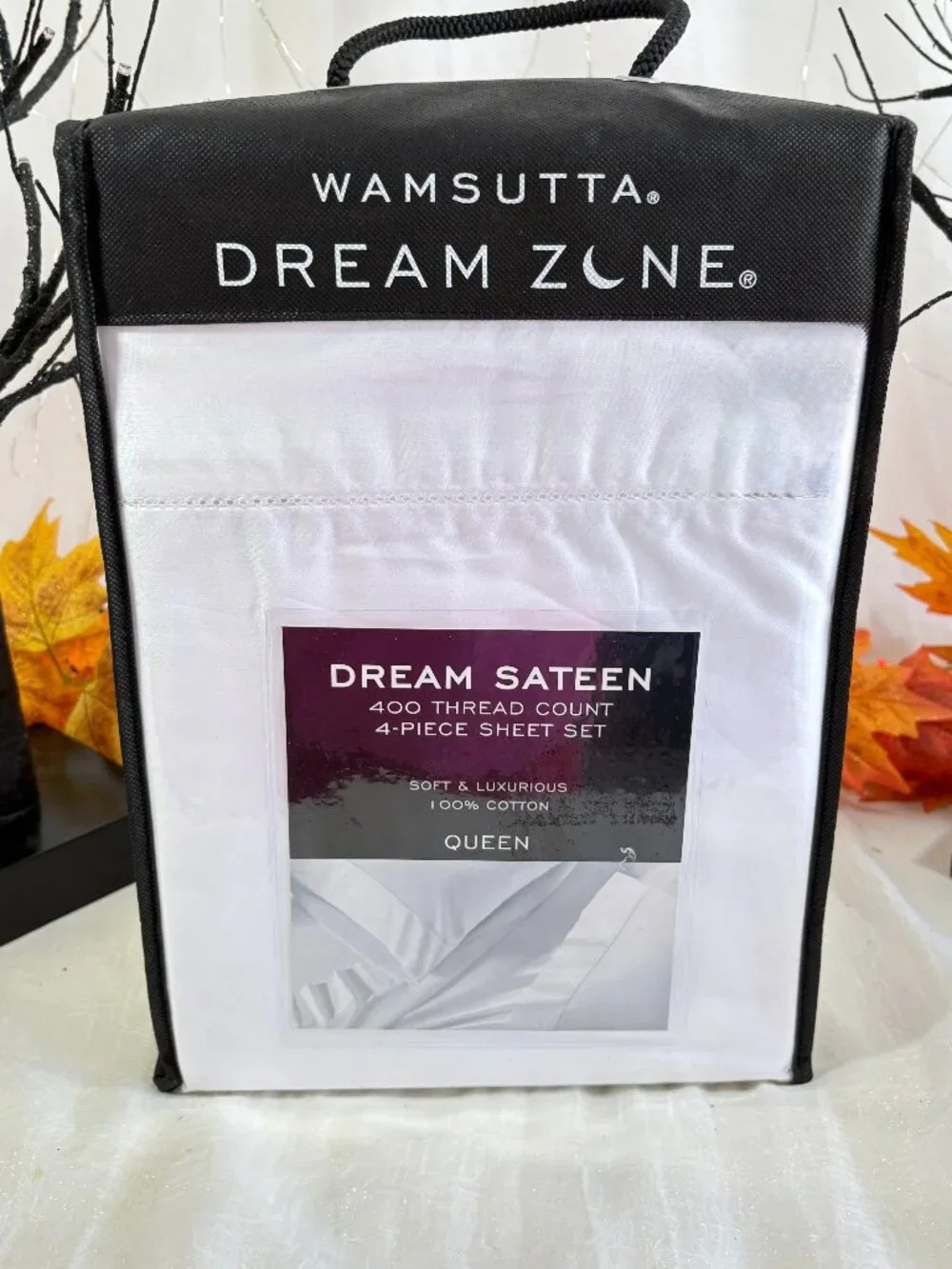 New Wamsutta Dream Zone Sateen White 400 TC 4 Piece Cotton Queen Sheet Set